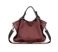 FANDARE Convertible Tote Bag Unisex Canvas Slouchy Shoulder Bag Large ruched bottom Crossbody Weekender Carryall Utility Top-Handle Handbag 15.6 Inch Laptop for Work Travel Office BeachPurple Coffee