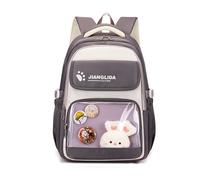 FANDARE Cute Cartoon School Backpack for Teens & Students Multi - Pocket Casual Travel Daypack for Boys Girls Ages 6-14 with Plush Decor, Durable Nylon 35L Laptop Bag for Outdoor Travel Purple