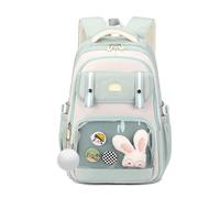 FANDARE Cute Casual Backpack for Teenagers, Kawaii School Bag with Cartoon Pin & Charm Rabbit, Lightweight Daypack for Daily Use, Travel & Campus, for Girls Ages 6-16 Light Green