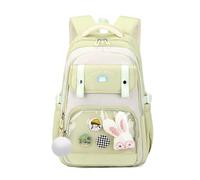 FANDARE Cute Casual Backpack for Teenagers, Kawaii School Bag with Cartoon Pin & Charm Rabbit, Lightweight Daypack for Daily Use, Travel & Campus, for Girls Ages 6-16 Yellow Green