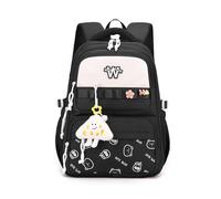 FANDARE Cute Casual Backpack School Bags Teenager Girls Boys Student Graffiti Bookbag Minimalist Carry Daypack Mom’s Go-to Daily Commute Campus College Outdoor Travel Versatile Knapsack Black