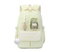 FANDARE Cute Children Backpack with Plush Toy Bookbag Middle High School Bag Multifunctional Daypacks for Ages 5-22 Versatile Daypack for Girls Boys Daily Use Travel Campus Mint Green