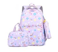 FANDARE Cute Children's Backpacks Youth Backpack for Boys Girls Elementary School Bag with Lunch Bag & Pencil Case for Primary Junior Middle Student Bookbag Travel Casual Daypacks Purple