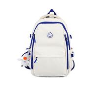 FANDARE Cute Girls School Bag Teen Casual Backpack High Middle School Daypack Women Men Daily Travel Laptop Bag College Backpacks for Traveling on Airplane Outdoor Urban Versatile Knapsack White Blue