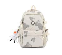 FANDARE Cute Girls School Bag Teen Casual Backpack High Middle School Daypack Women Men Daily Travel Laptop Bag College Backpacks for Traveling on Airplane Outdoor Urban Versatile Knapsack White
