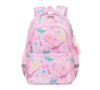 FANDARE Dinosaur Children Backpack Kids Backpacks for Primary School Kids Student Backpack Bookbags for Boys Girls Backpack School Bag with Reflective Strips Casual Daypack Pink
