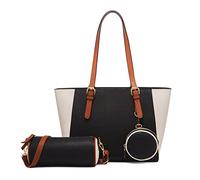 FANDARE Elegant Handbags for Women Fashion Tote Bags Shoulder Bag Top Handle Satchel Purse Set 3pcs Crossbody Bag for Work Travel Shopping Party Ladies Shoulder Bag Waterproof PU leather Black