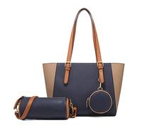 FANDARE Elegant Handbags for Women Fashion Tote Bags Shoulder Bag Top Handle Satchel Purse Set 3pcs Crossbody Bag for Work Travel Shopping Party Ladies Shoulder Bag Waterproof PU leather Dark Blue
