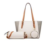 FANDARE Elegant Handbags for Women Fashion Tote Bags Shoulder Bag Top Handle Satchel Purse Set 3pcs Crossbody Bag for Work Travel Shopping Party Ladies Shoulder Bag Waterproof PU leather White