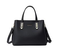 FANDARE Elegant Handbags Shoulder Bags Women Plain Multi Pockets Top Handle Bags Large Capacity Waterproof PU Leather 10.5 inch Laptop Tote for Commute Shopping Travel Office Business Black