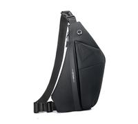 FANDARE Expandable Sling Bag Unisex Left Shoulder Messenger Bag Men Convertible Chest Pack Women Motorcycle Crossbody Pack PU Leather for Hiking Running Cycling Outdoor Travel Daypacks Black