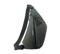 FANDARE Expandable Sling Bag Unisex Left Shoulder Messenger Bag Men Convertible Chest Pack Women Motorcycle Crossbody Pack PU Leather for Hiking Running Cycling Outdoor Travel Daypacks Green