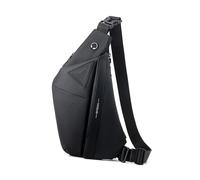 FANDARE Expandable Sling Bag Unisex Right Shoulder Messenger Bag Men Convertible Chest Pack Women Motorcycle Crossbody Pack PU Leather for Hiking Running Cycling Outdoor Travel Daypacks Black A