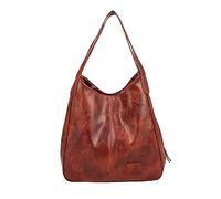FANDARE Fashion Women's Handbags Waterproof Top-Handle Bags Shoulder Bag PU Leather Bucket Tote Bag for Work Travel Office Party Shopping Brown A
