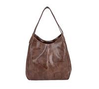 FANDARE Fashion Women's Handbags Waterproof Top-Handle Bags Shoulder Bag PU Leather Bucket Tote Bag for Work Travel Office Party Shopping Brown B