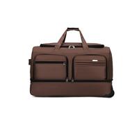 FANDARE Foldable Travel Duffe Bag with Wheels Holdall Luggage Rolling Suitcase Wheeled Duffle Bag Carry-On Backpack Men Women Duffel Sport Hospital Overnight Weekender Daypacks Street Knapsack Brown L