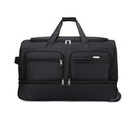 FANDARE Foldable Travel Duffe Bag with Wheels Holdall Luggage Rolling Suitcase Wheeled Duffle Bag Carry-On Backpack Men Women Duffel Sport Hospital Overnight Weekender Daypacks Street Knapsack Black S