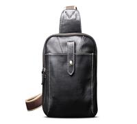 FANDARE Genuine Leather Men's Shoulder Bag, Stylish Crossbody Backpack, Fits 9.7 Inch Tablet, Chest Shoulder Backpack Crossbody Bag for Casual Sport Hiking Travel Black