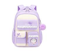 FANDARE Girls Backpack for School Lightweight Water-Resistant Oxford Rucksack with Multi-Compartment Cute Kawaii Bookbag for Teen Girls with Bow & Bunny Pendant Purple