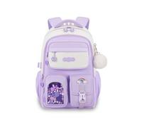 FANDARE Girls School Backpack Large Capacity Waterproof Lightweight Rucksack with Multi-Pocket Design & Anti-Theft Back Hidden Zipper Pouch Oxford Bag for Teen Student Travel Commute Purple