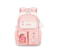 FANDARE Girls School Backpack Large Capacity Waterproof Lightweight Rucksack with Multi-Pocket Design & Anti-Theft Back Hidden Zipper Pouch Oxford Bag for Teen Student Travel Commute Pink