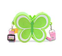 FANDARE Girls Shoulder Handbag Kids Silicone Coin Purse Personalized Child Wallet Mini Change Pouch Toddler Money Bag for School Daily Use Birthday Crossbody Bag with Adjustable Lanyard Green A
