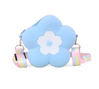 FANDARE Girls Shoulder Handbag Kids Silicone Coin Purse Personalized Child Wallet Mini Change Pouch Toddler Money Bag for School Daily Use Birthday Crossbody Bag with Adjustable Lanyard Flower Blue