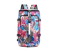FANDARE Gym Bag for Women Sports Tote Backpack 3 in 1 Laptop Backpack Weekender Overnight Bags Men Duffle Bag Totes Handbags Workout Gym Swim Hospital Crossbody Shoulder Bag Pink Leaves