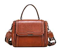 FANDARE Handbag Tote Women Crossbody Bag PU Leather Shoulder Bag Top Handle Bag with Flap Messenger Bag for Travel Work Party Office Shopping Brown
