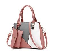 FANDARE Handbag Women 2pcs Shoulder Bag Crossbody Top-handle Bags Waterproof PU Leather with Small Purse for Commute Shopping Travel Office Pink