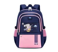 FANDARE Kids School Backpack Casual Daypack Book Bag for Boys Girls Primary Secondary Students Waterproof Lightweight Rucksack with Large Capacity Space Astronaut Print Pink