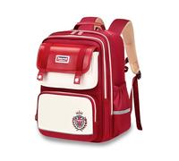 FANDARE Kids School Backpack Lightweight British Style Waterproof Rucksack for Boys Girls Ergonomic School Bag with Chest Strap & Reflective Strips Multi-Compartment Red