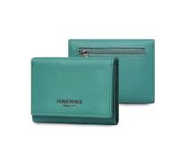 FANDARE Ladies Purse RFID Blocking Leather Wallet for Women Bi-fold Wallets with 7 Card Slots, 1 Zippered Pockets Cardholder Featuring a Flap Closure Credit Card Holders Green
