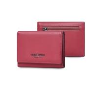 FANDARE Ladies Purse RFID Blocking Leather Wallet for Women Bi-fold Wallets with 7 Card Slots, 1 Zippered Pockets Cardholder Featuring a Flap Closure Credit Card Holders Red