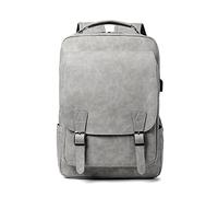 FANDARE Laptop Backpack School Bag Daypacks Travel Large Backpack with USB Charging Port College Computer Bag Bookbag for Women Men Travel Commuter Waterproof PU Rucksack Grey