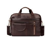 FANDARE Laptop Briefcase Men Business Notebook Case Genuine Leather Professional Document Case Cross-Body Shoulder Messenger Bag 15.6 inch tablet for Work Office Travel Business School Handbag Brown