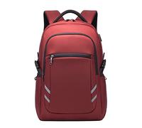 FANDARE Large Capacity Travel Backpack with USB Charging Port, Lightweight Durable Rucksack for 15.6 Inch Laptop, Includes Luggage Strap & Reflective Strips & Headphone Hole Maroon