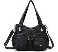 FANDARE Large Hobo Bags Women's Crossbody Shoulder Bag Vintage Satchel Purse Waterproof PU Leather for Shopping Business Travel Office Campus Black