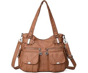 FANDARE Large Hobo Bags Women's Crossbody Shoulder Bag Vintage Satchel Purse Waterproof PU Leather for Shopping Business Travel Office Campus