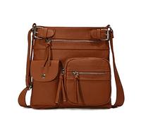 FANDARE Lightweight Crossbody Shoulder Messenger Bags Women Wallet Purse for 10.5 Inch Tablet PU Leather Waterproof Teens Small Satchel Portable for Sport Campus Work Daily Use Brown