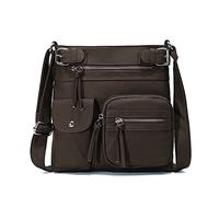 FANDARE Lightweight Crossbody Shoulder Messenger Bags Women Wallet Purse for 10.5 Inch Tablet PU Leather Waterproof Teens Small Satchel Portable for Sport Campus Work Daily Use Dark Brown