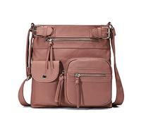 FANDARE Lightweight Crossbody Shoulder Messenger Bags Women Wallet Purse for 10.5 Inch Tablet PU Leather Waterproof Teens Small Satchel Portable for Sport Campus Work Daily Use Pink