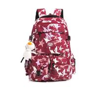 FANDARE Lightweight Rucksack for Men Women Water Resistant Casual Daypack with Multiple Compartments & Graffiti Star Print Lightweight Nylon Backpack for School Work Travel Commuting Red