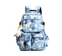 FANDARE Lightweight Rucksack for Men Women Water Resistant Casual Daypack with Multiple Compartments & Graffiti Star Print Lightweight Nylon Backpack for School Work Travel Commuting Blue