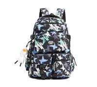 FANDARE Lightweight Rucksack for Men Women Water Resistant Casual Daypack with Multiple Compartments & Graffiti Star Print Lightweight Nylon Backpack for School Work Travel Commuting Black
