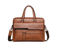 FANDARE Men Briefcase Messenger Bag PU Leather Handbag Laptop Tote Fit 12.9 Inch Shoulder Bag for Work Professional Satchel Business Office College Travel Crossbody Light Brown