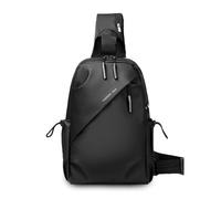 FANDARE Men Crossbody Sling Bag Shoulder Chest Messenger Pack with Earphone Hole Carry Pouch Body Wallet for Hiking Running Cycling Outdoor Travel Daypacks Waterproof Polyester Black