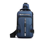 FANDARE Men Sling Crossbody Backpack Crossbody Bag for Men One Strap Motorcycle Chest Bag Cover Pack for Hiking Cycling Travel Outdoor Sport Small Backpack with USB Charger Port Nylon Dark Blue