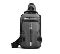 FANDARE Men Sling Crossbody Backpack Crossbody Bag for Men One Strap Motorcycle Chest Bag Cover Pack for Hiking Cycling Travel Outdoor Sport Small Casual Backpack with USB Charger Port Nylon Gray