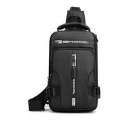 FANDARE Men Sling Crossbody Backpack Crossbody Bag for Men One Strap Motorcycle Chest Bag Cover Pack for Hiking Cycling Travel Outdoor Sport Small Casual Backpack with USB Charger Port Nylon Black